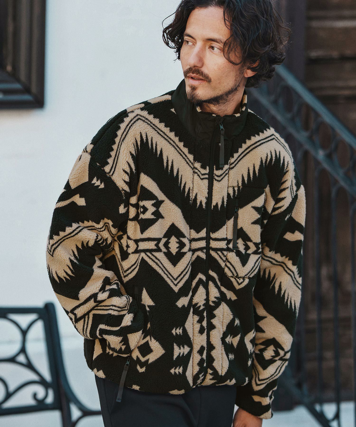 felkod(フィルコッド)】Ortega Pattern Fleece Blouson フリース