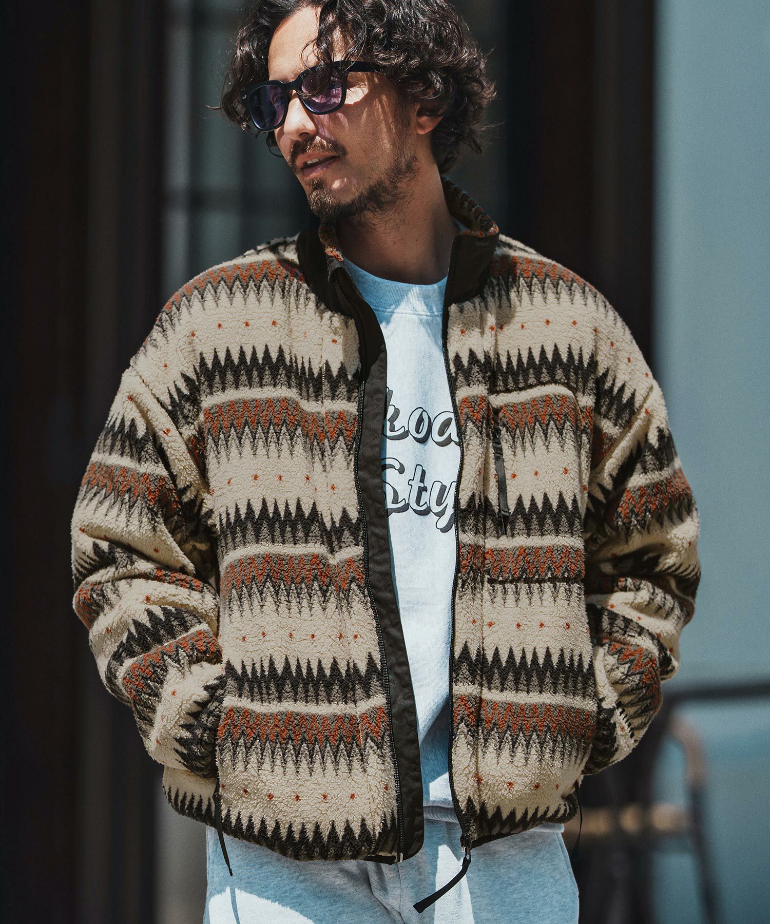 felkod(フィルコッド)】Ortega Pattern Fleece Blouson フリース