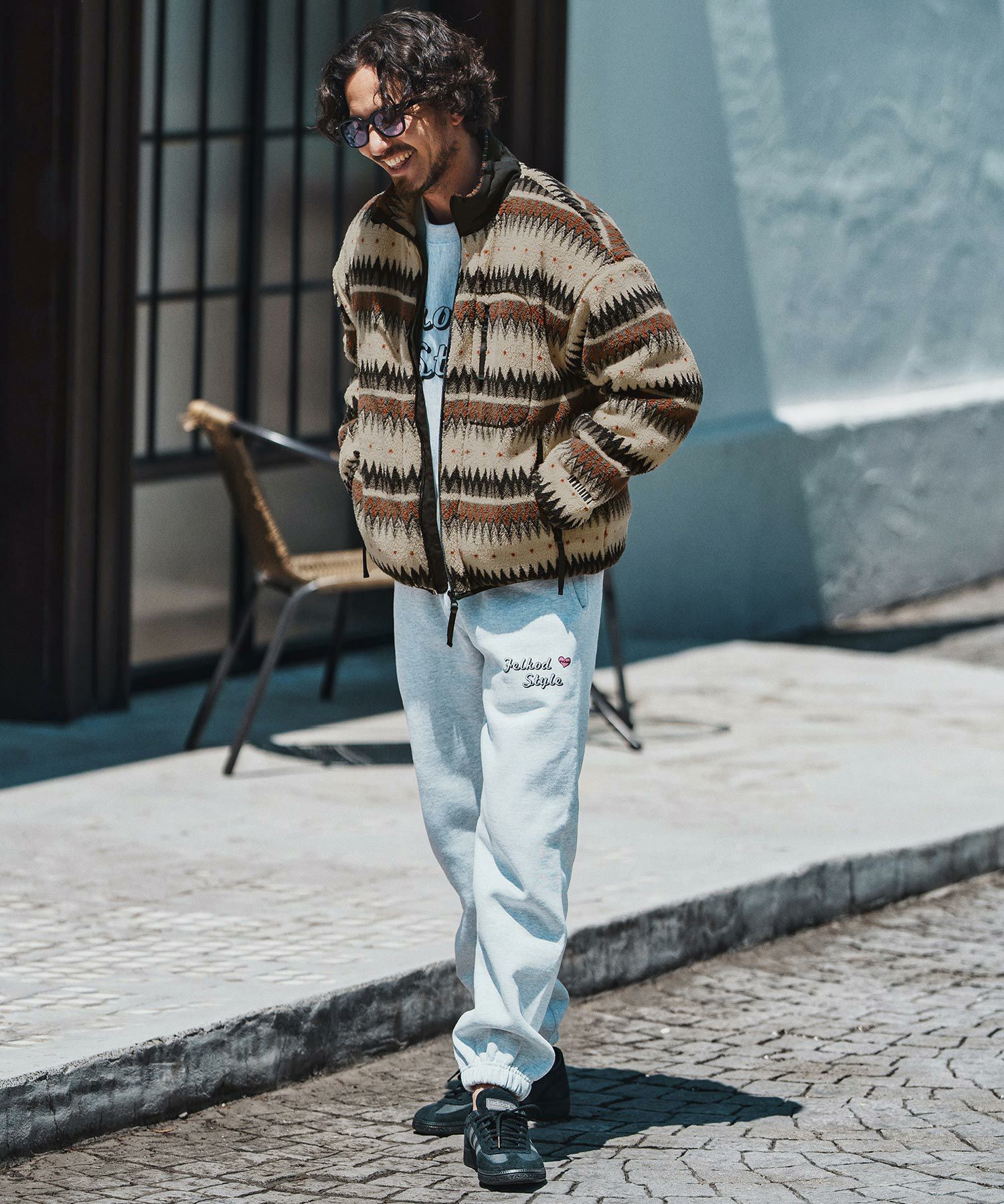 peateピート　ブルゾン felkod(フィルコッド)】Ortega Pattern Fleece Blouson フリース
