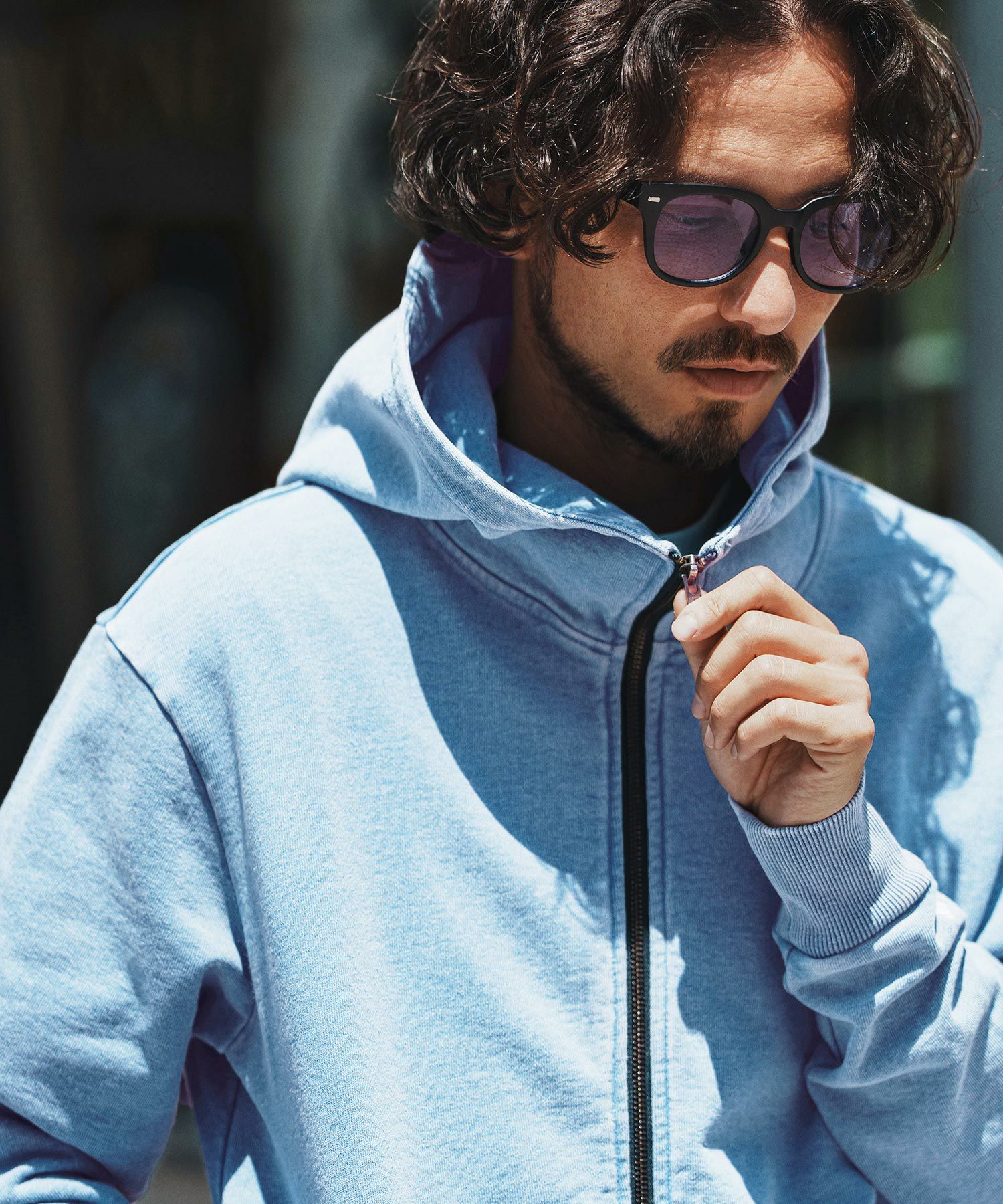 felkod ストレッチ デニムパーカー サイズL インディゴ felkod(フィルコッド)】 Knit Denim High Neck Zip Parka ジップ