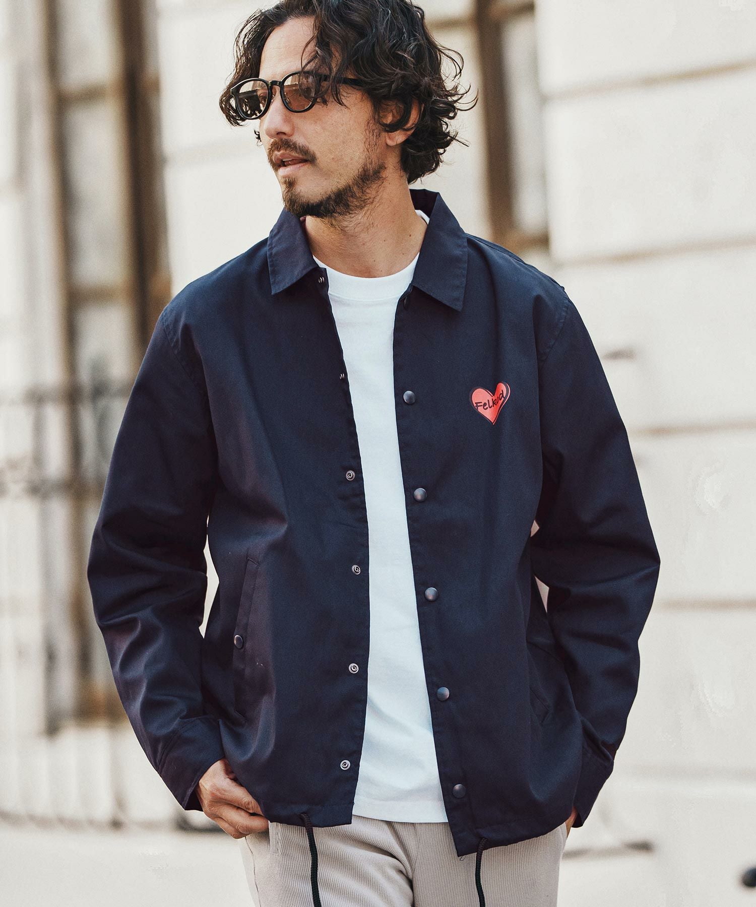 felkod(フィルコッド)】Heart Logo Coach Jacket コーチジャケット