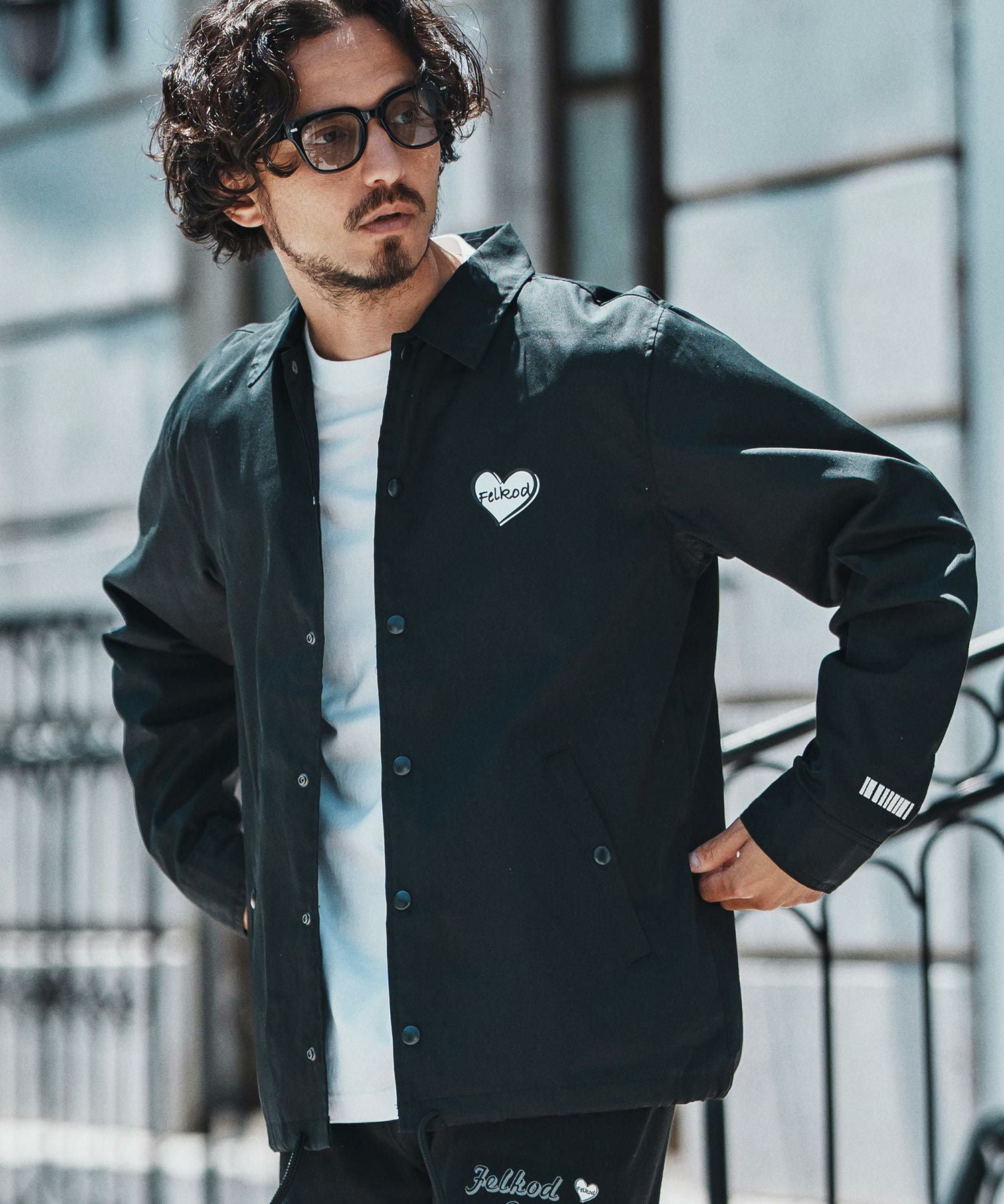 felkod(フィルコッド)】Heart Logo Coach Jacket コーチジャケット