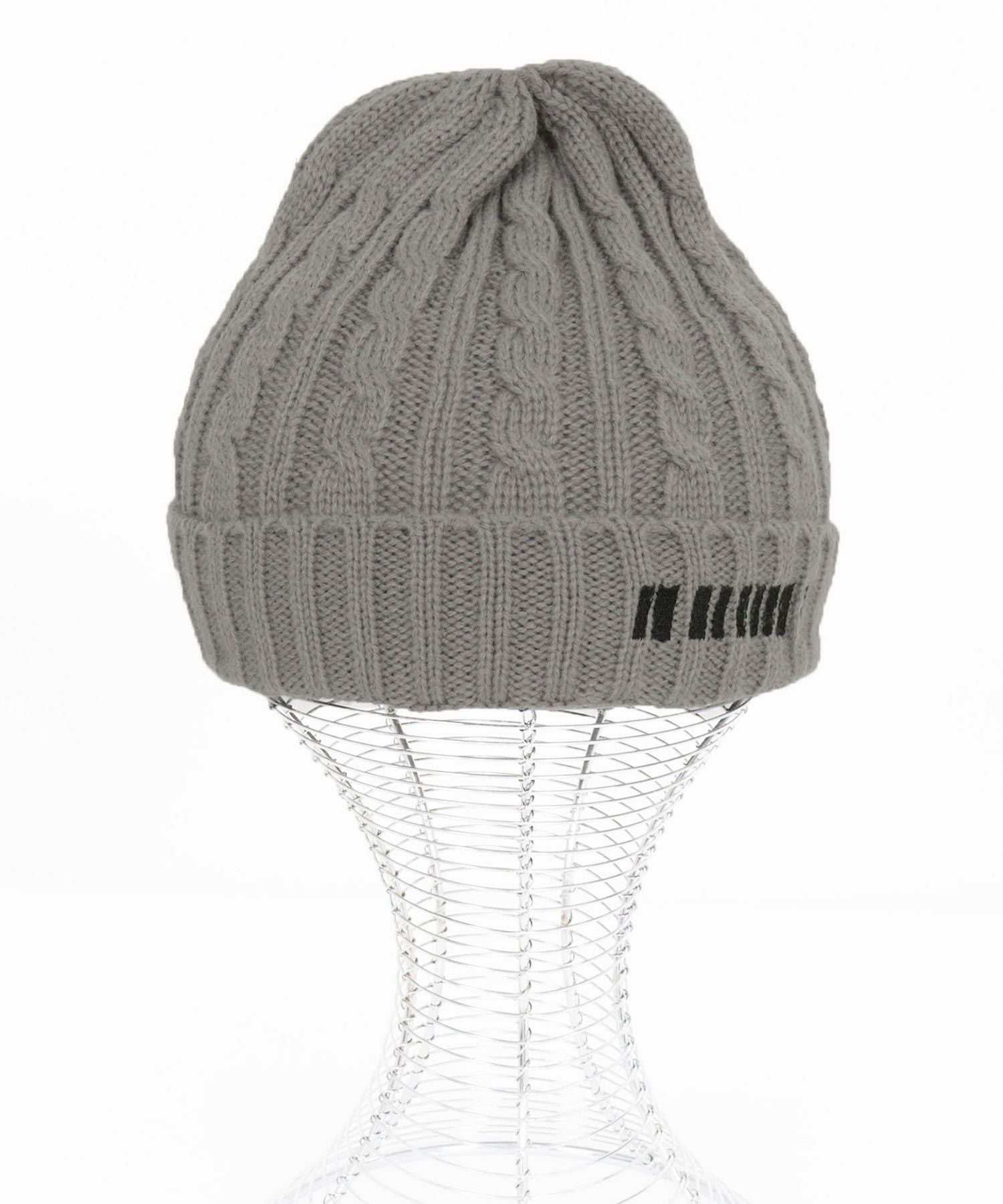 felkod(フィルコッド)】Barcode Embroidery Cable Knit Cap ケーブル