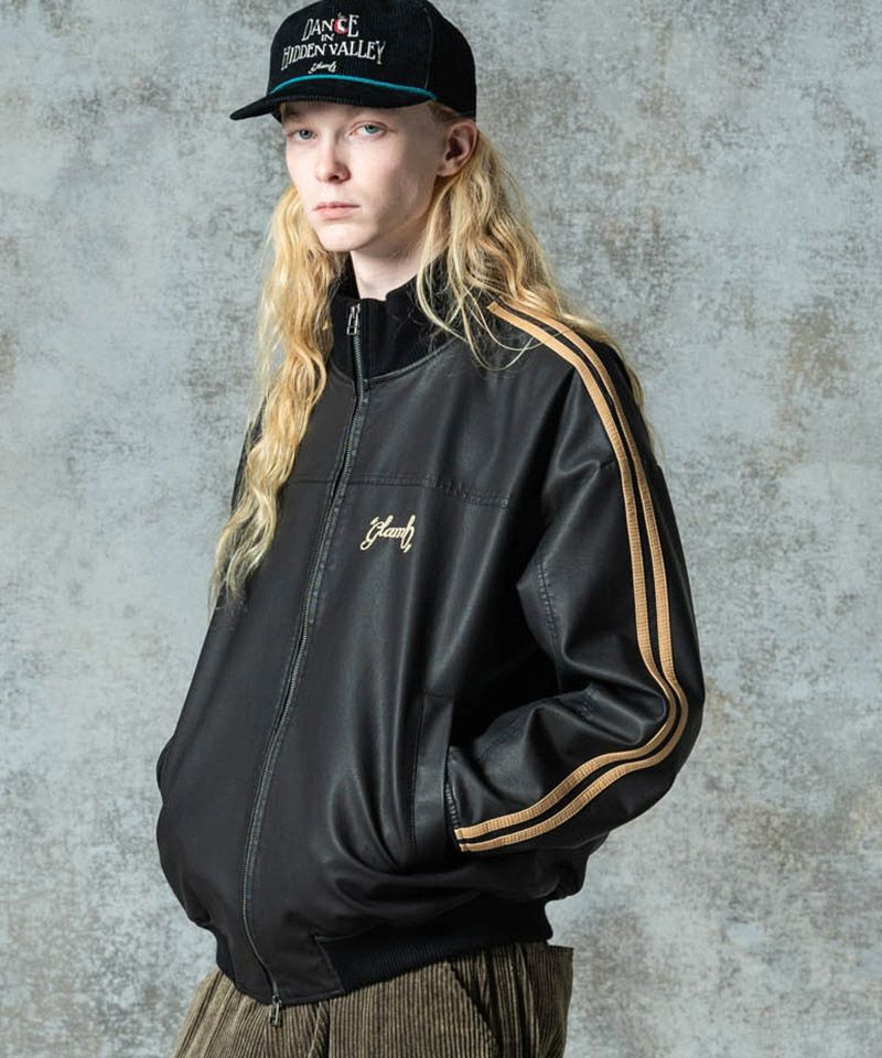 glamb(グラム)】Synth Leather Track Jacket シンセレザートラック