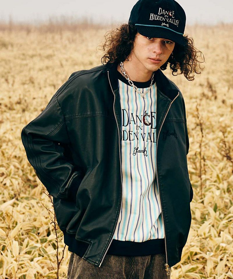 glamb(グラム)】Synth Leather Track Jacket シンセレザートラック
