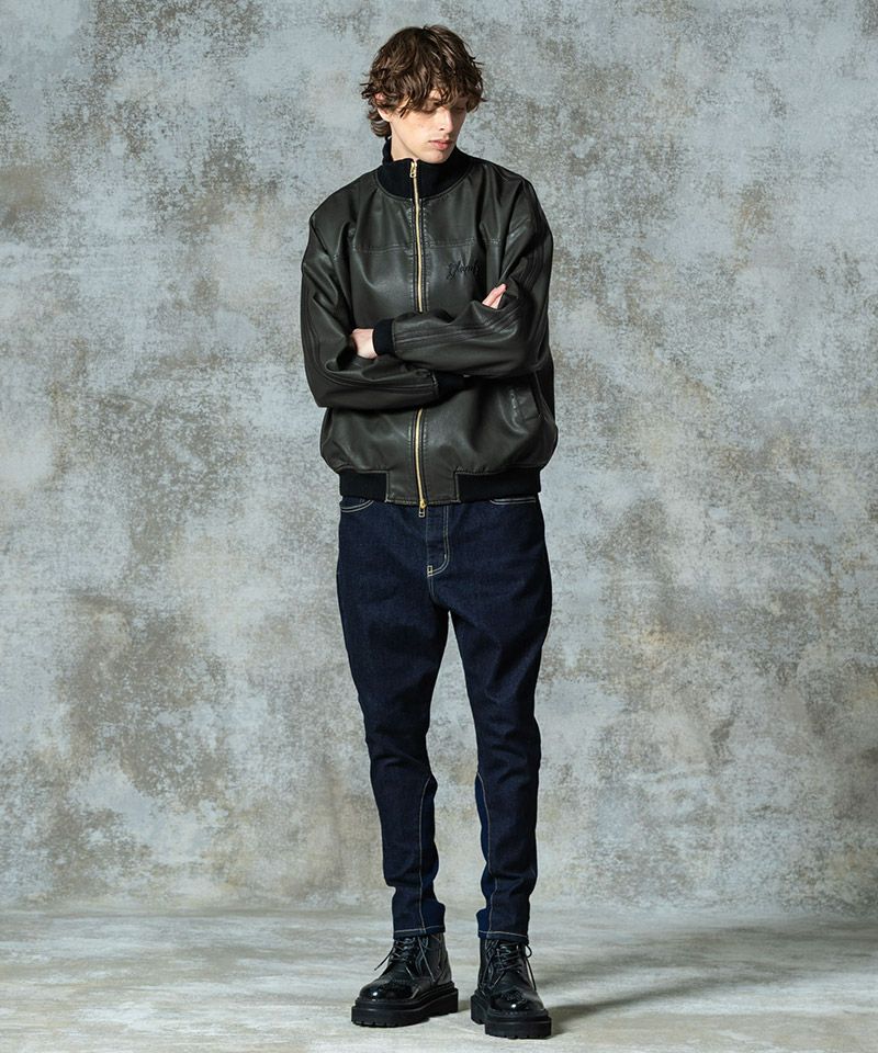 glamb(グラム)】Synth Leather Track Jacket シンセレザートラック