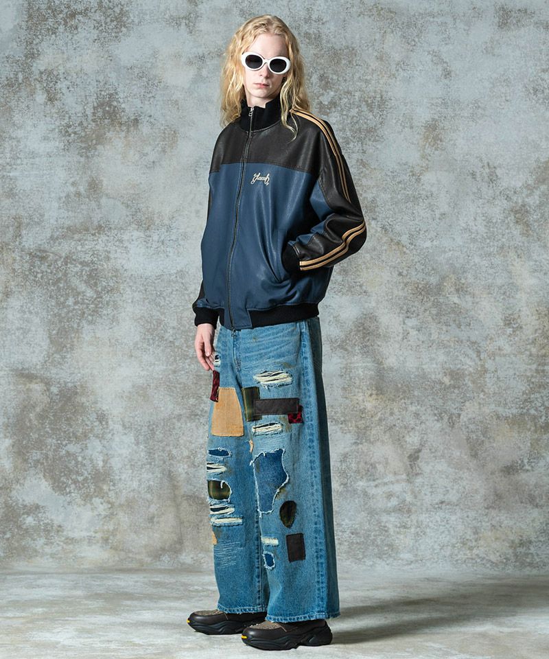 glamb(グラム)】Synth Leather Track Jacket シンセレザートラック