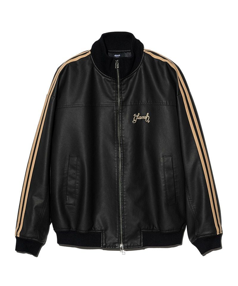 glamb(グラム)】Synth Leather Track Jacket シンセレザートラック