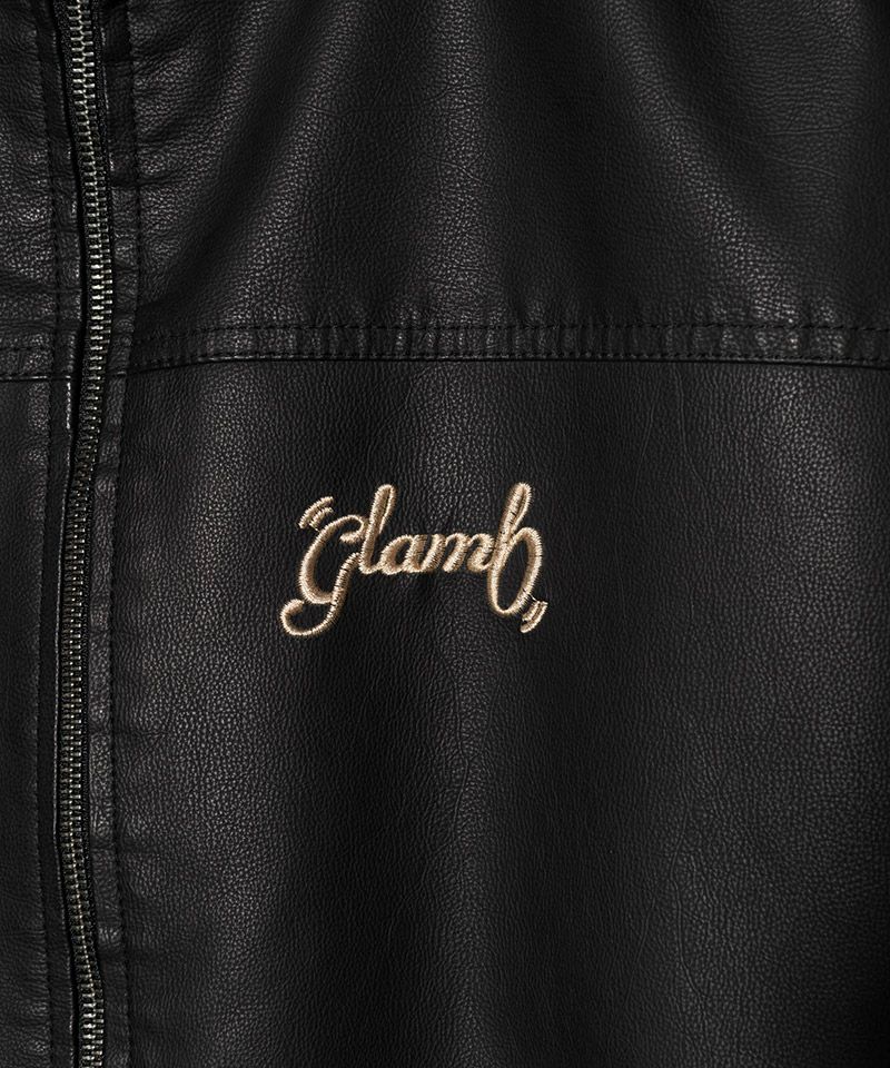 glamb(グラム)】Synth Leather Track Jacket シンセレザートラック