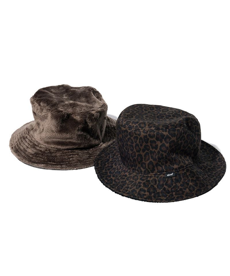 glamb バケットハット 黒 レオパードアクセント glamb(グラム)】Reversible Boa Bucket Hat リバーシブルボアバケット