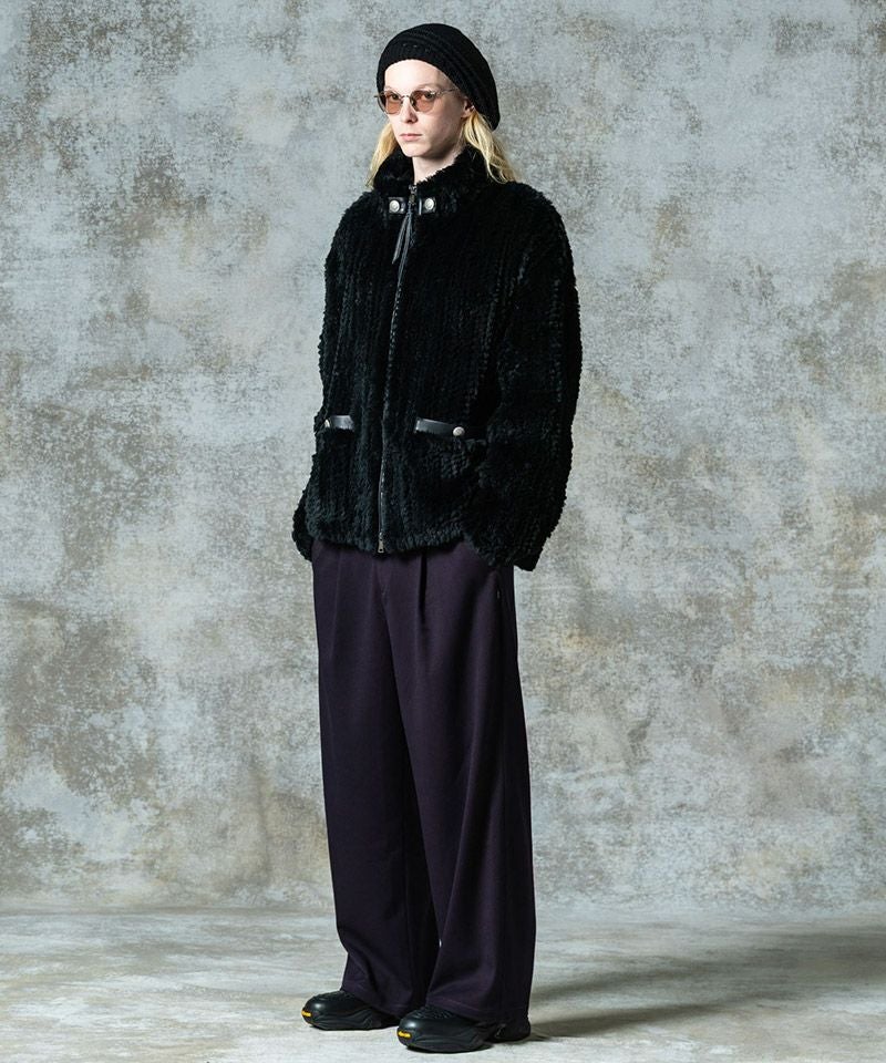 エンポリオアルマーニ【ラビットファー 美品】ニットファージャケット 黒 48 L glamb(グラム)】Rabbit Fur Jacket ラビットファージャケット(GB0325