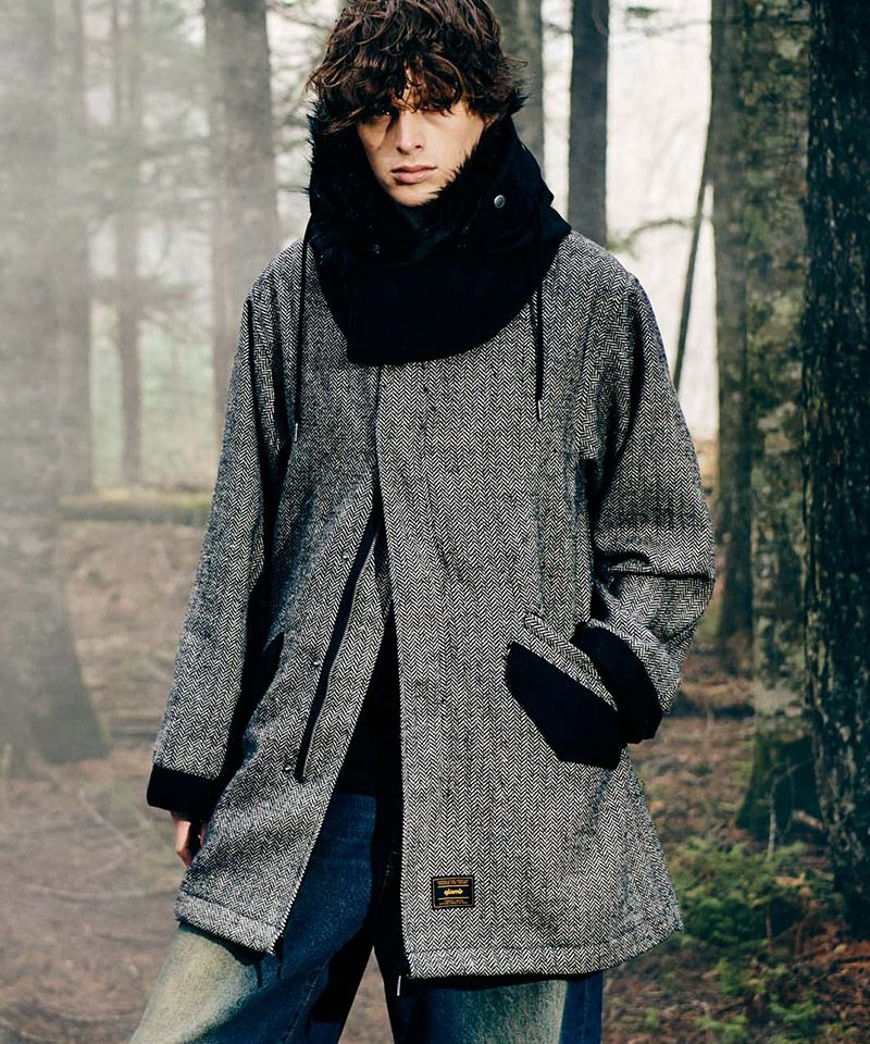 【新品未使用】glamb　ハイネックモッズコート　グレー glamb（グラム） モッズコート コート High Neck Mods Coat