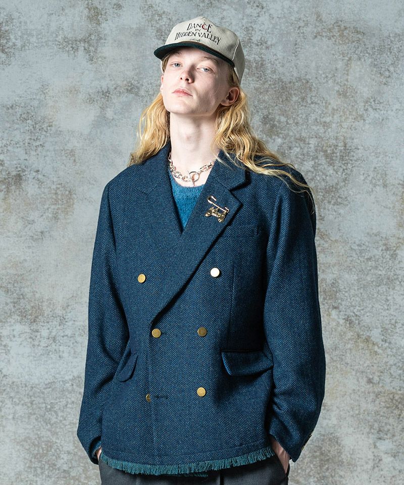 極美品✨ glamb グラム テーラードジャケット 銀ボタン ツイード 総柄 glamb(グラム)】Damage Tailored Jacket ダメージテーラードジャケット
