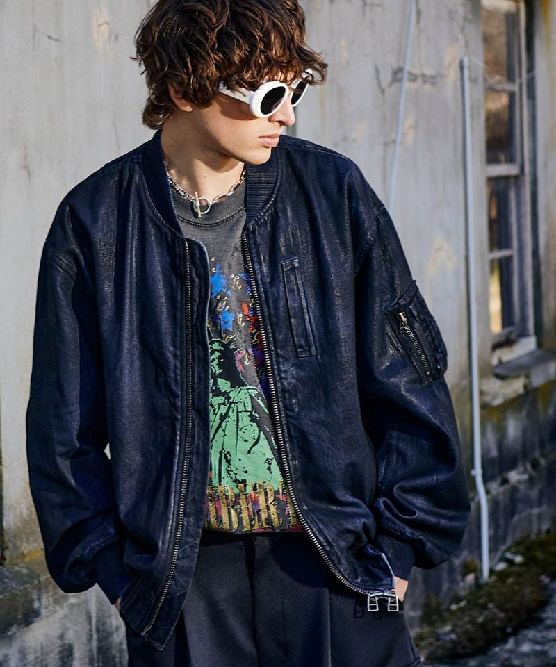 glamb(グラム)】Paraffin Coated Denim MA-1 パラフィンコートデニムMA glamb(グラム)】Paraffin Coated Denim MA-1 パラフィンコートデニムMA
