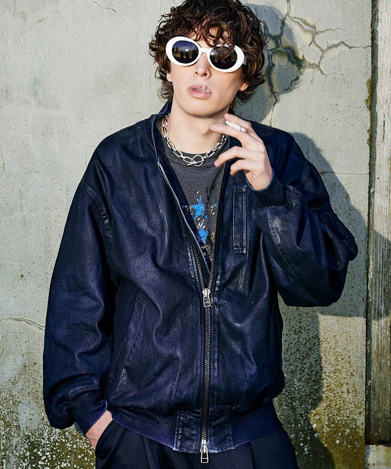 glamb(グラム)】Paraffin Coated Denim MA-1 パラフィンコートデニムMA