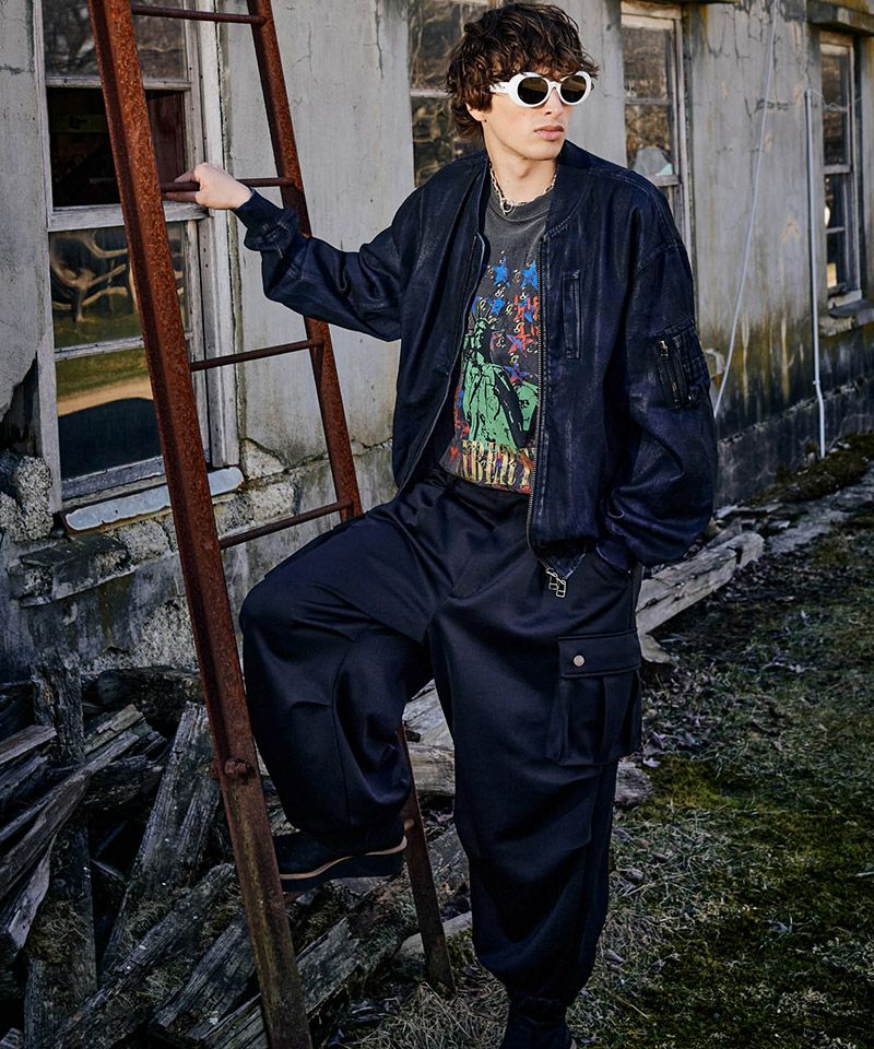 glamb(グラム)】Paraffin Coated Denim MA-1 パラフィンコートデニムMA