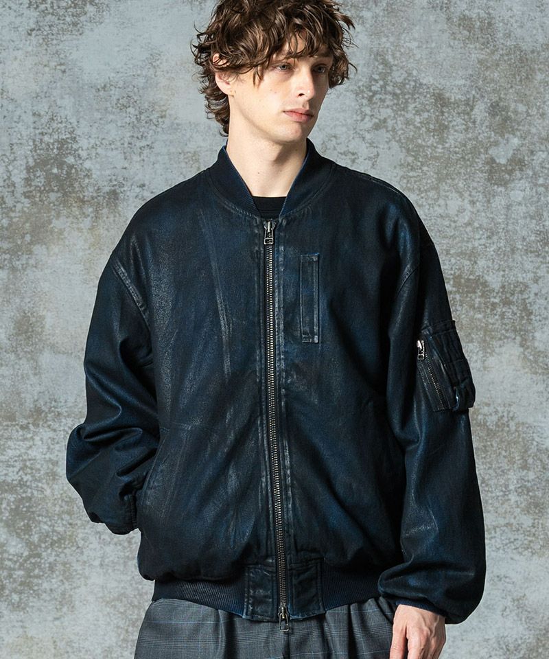 glamb(グラム)】Paraffin Coated Denim MA-1 パラフィンコートデニムMA