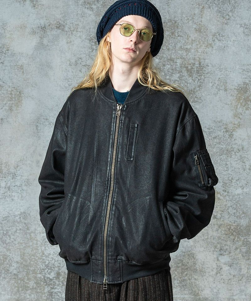 glamb(グラム)】Paraffin Coated Denim MA-1 パラフィンコートデニムMA