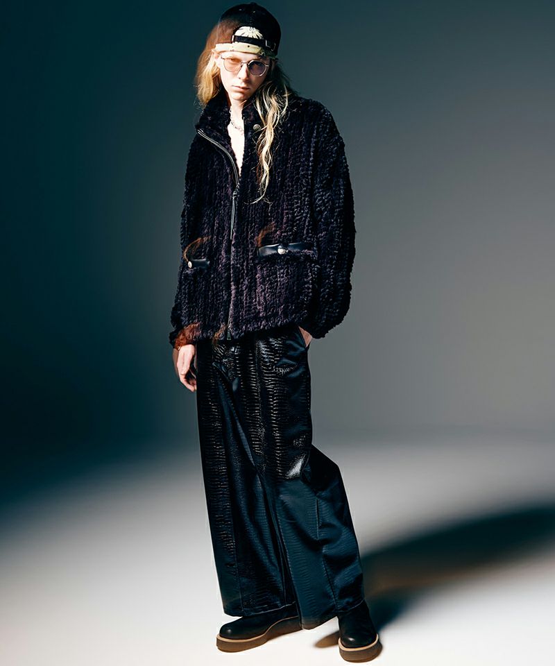 glamb(グラム)】Synth Leather Baggy Slacks シンセレザーバギー
