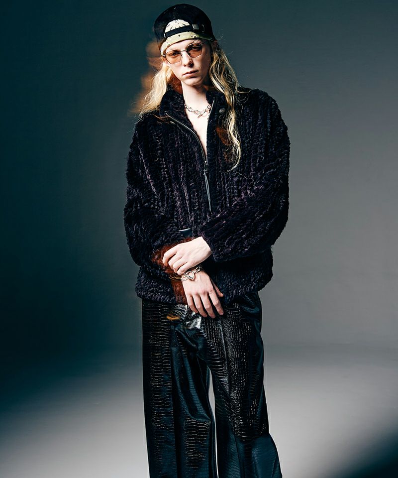 glamb(グラム)】Synth Leather Baggy Slacks シンセレザーバギー