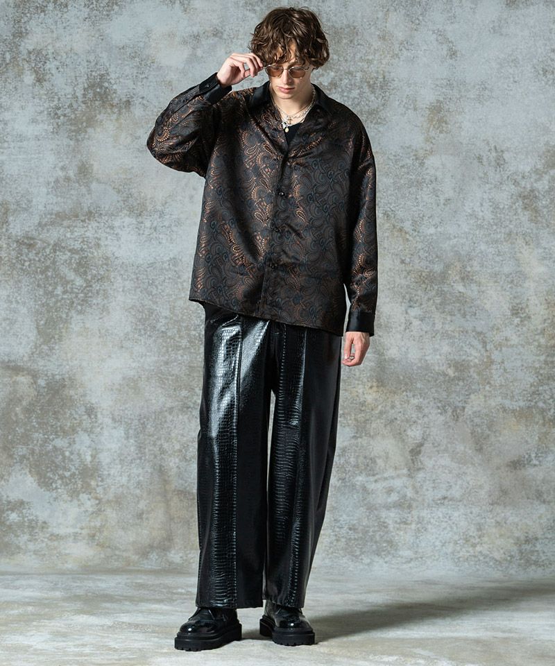 emobrother バギースラックス glamb(グラム)】Synth Leather Baggy Slacks シンセレザーバギー
