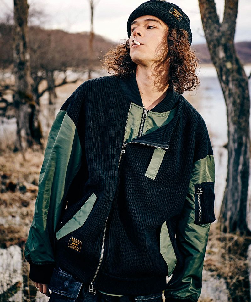 diagram、ブルゾン glamb(グラム)】Knit Layered MA-1 ニットレイヤードMA-1 ジャケット