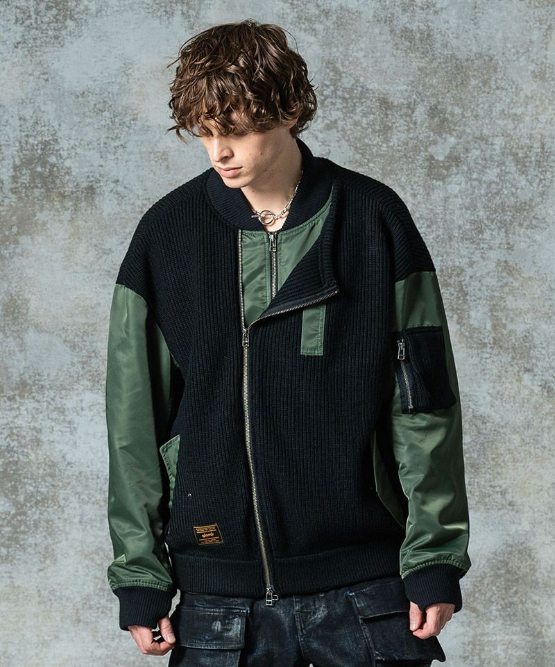 glamb(グラム)】Knit Layered MA-1 ニットレイヤードMA-1 ジャケット 