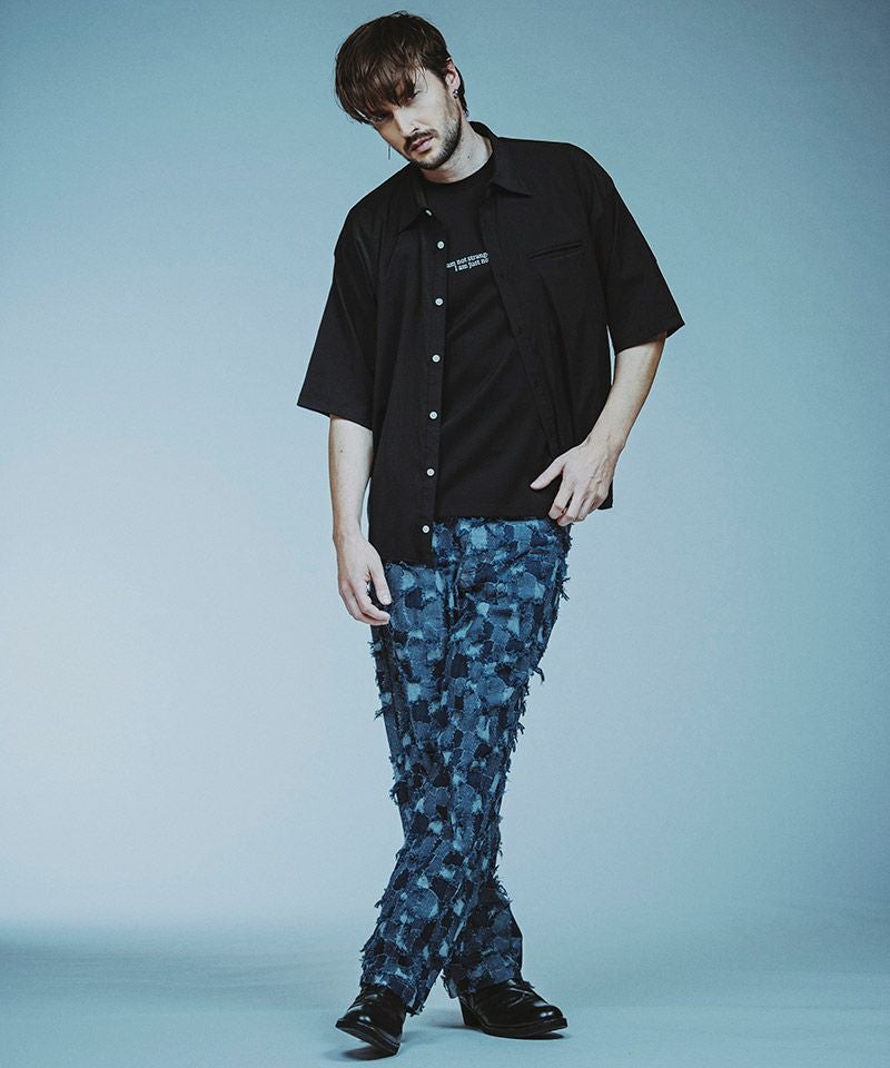 30%OFF【NO ID.(ノーアイディー)】ﾊﾟｯﾁﾜｰｸﾃﾞﾆﾑｲｰｼﾞｰﾜｲﾄﾞPT パンツ 