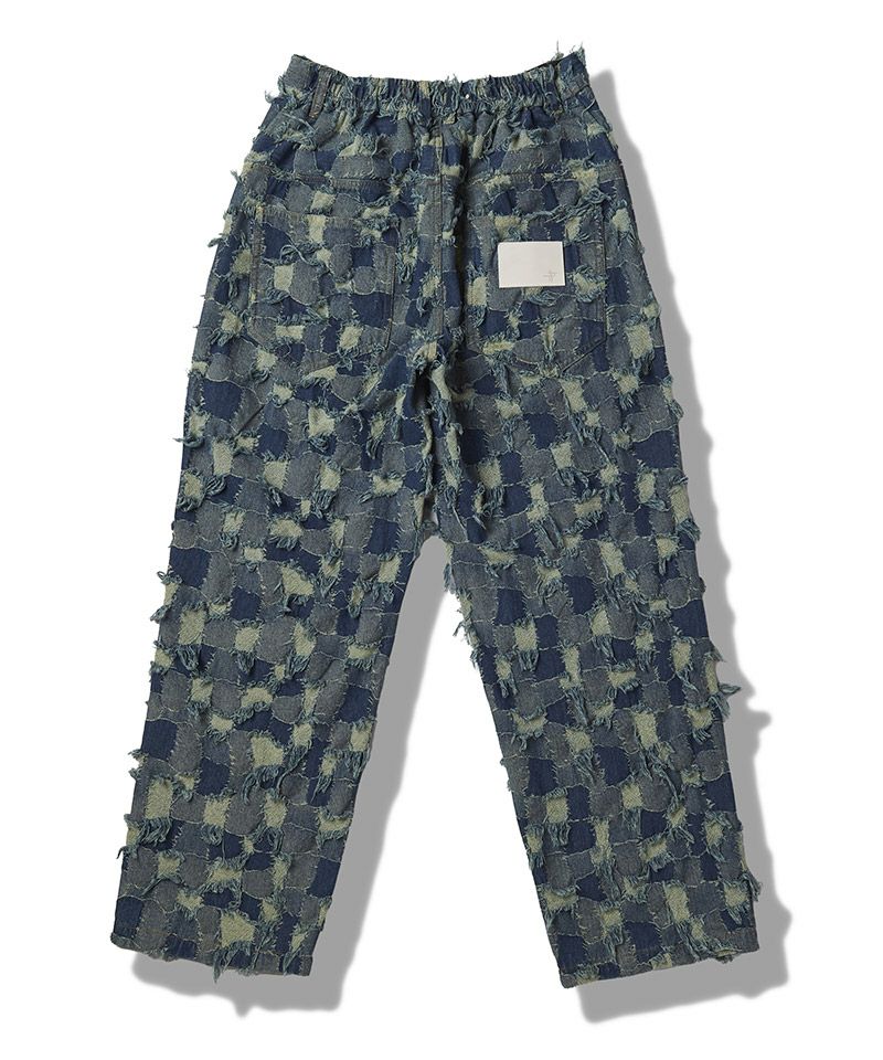 30%OFF【NO ID.(ノーアイディー)】ﾊﾟｯﾁﾜｰｸﾃﾞﾆﾑｲｰｼﾞｰﾜｲﾄﾞPT パンツ 