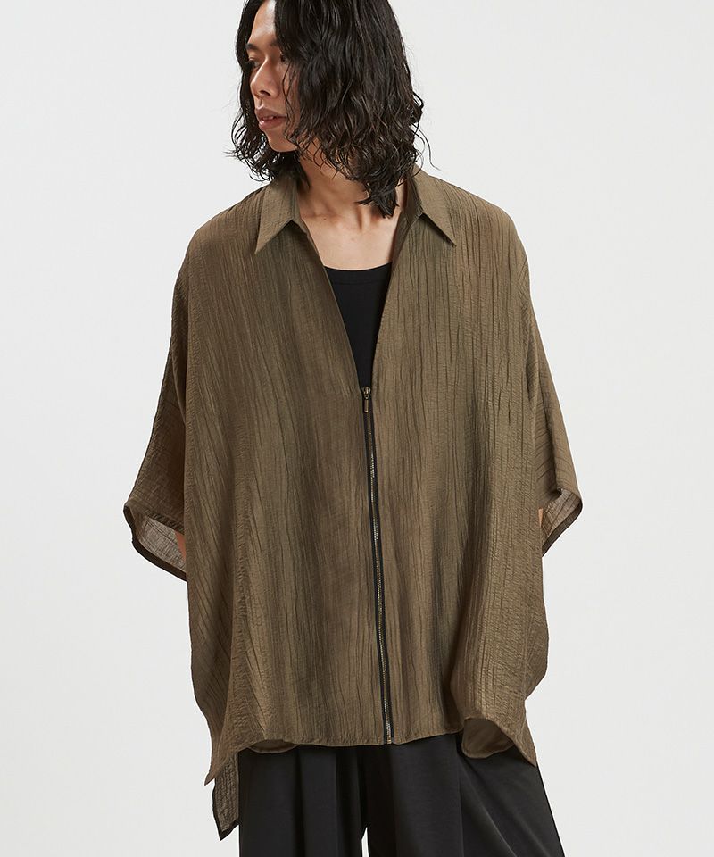 10%OFF【NO ID.(ノーアイディー)】 V-NドルマンスリーブZIP-SH BIGシャツ 10%OFF【NO ID.(ノーアイディー)】 V-NドルマンスリーブZIP-SH BIGシャツ