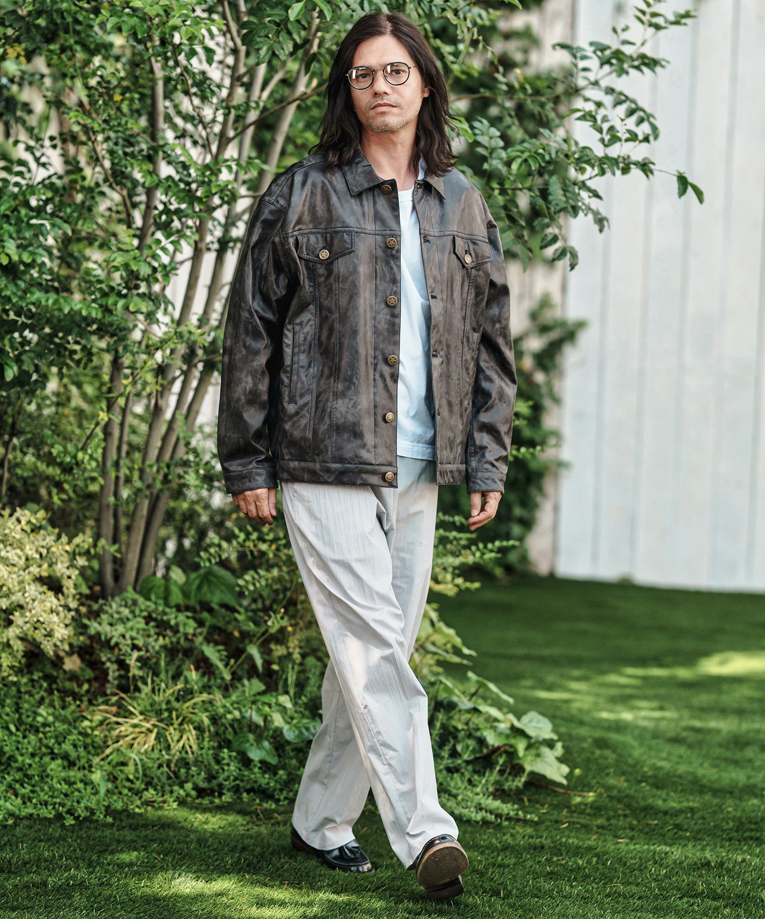 CAMBIO(カンビオ)】Vintage Like Synthetic Leather 3rd Trucker