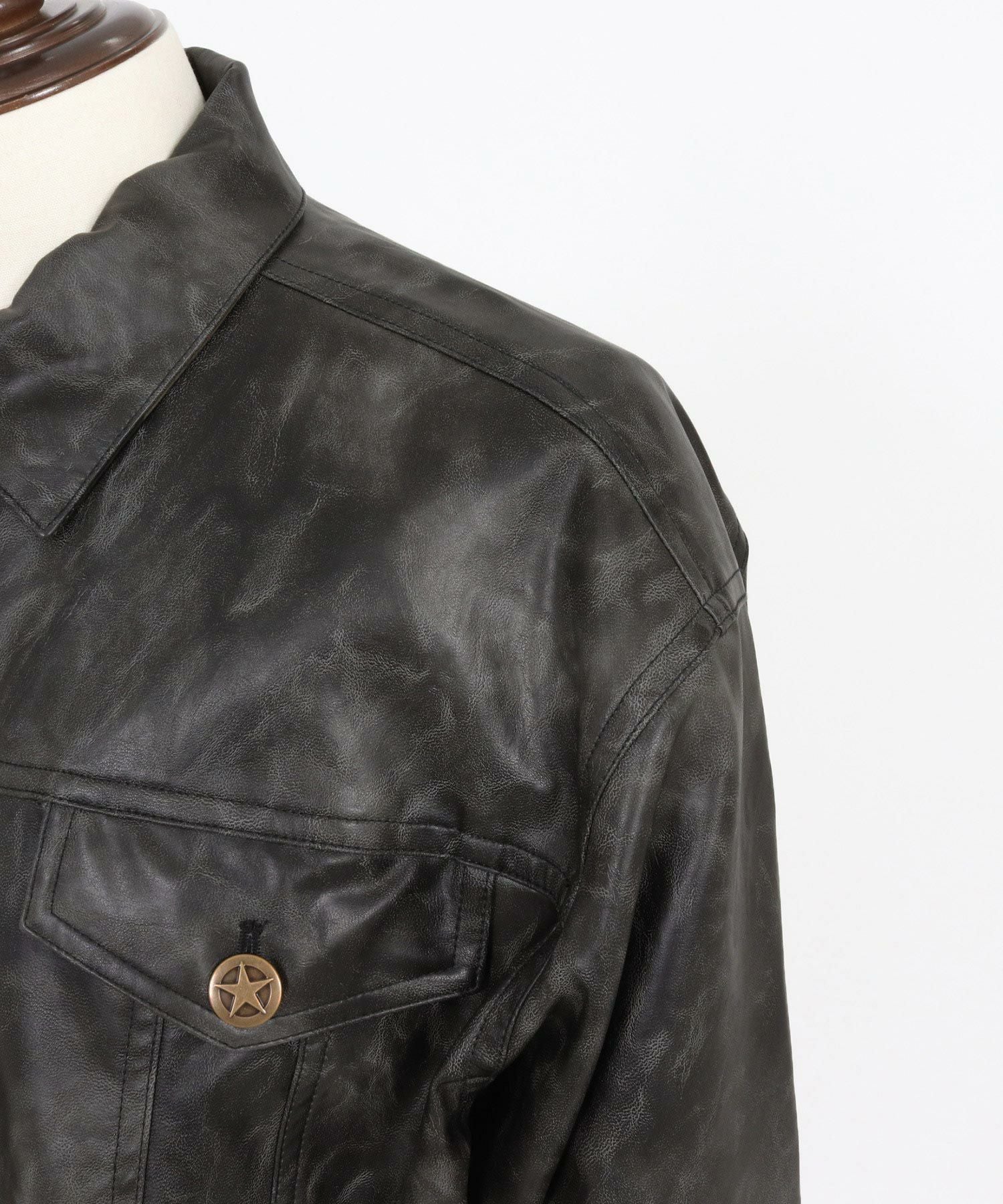 CAMBIO(カンビオ)】Vintage Like Synthetic Leather 3rd Trucker
