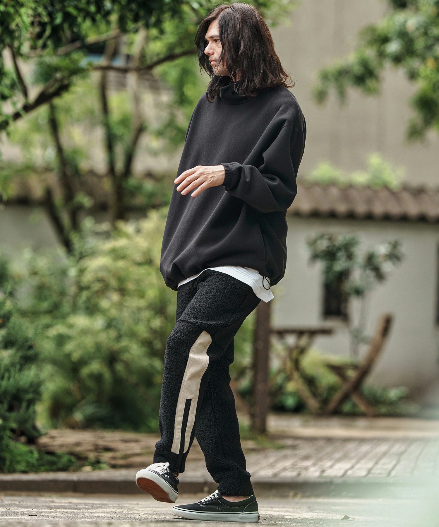 パンツs CAMBIO(カンビオ)】Sheep Like Boa Synthetic Leather Side Zip Jogger