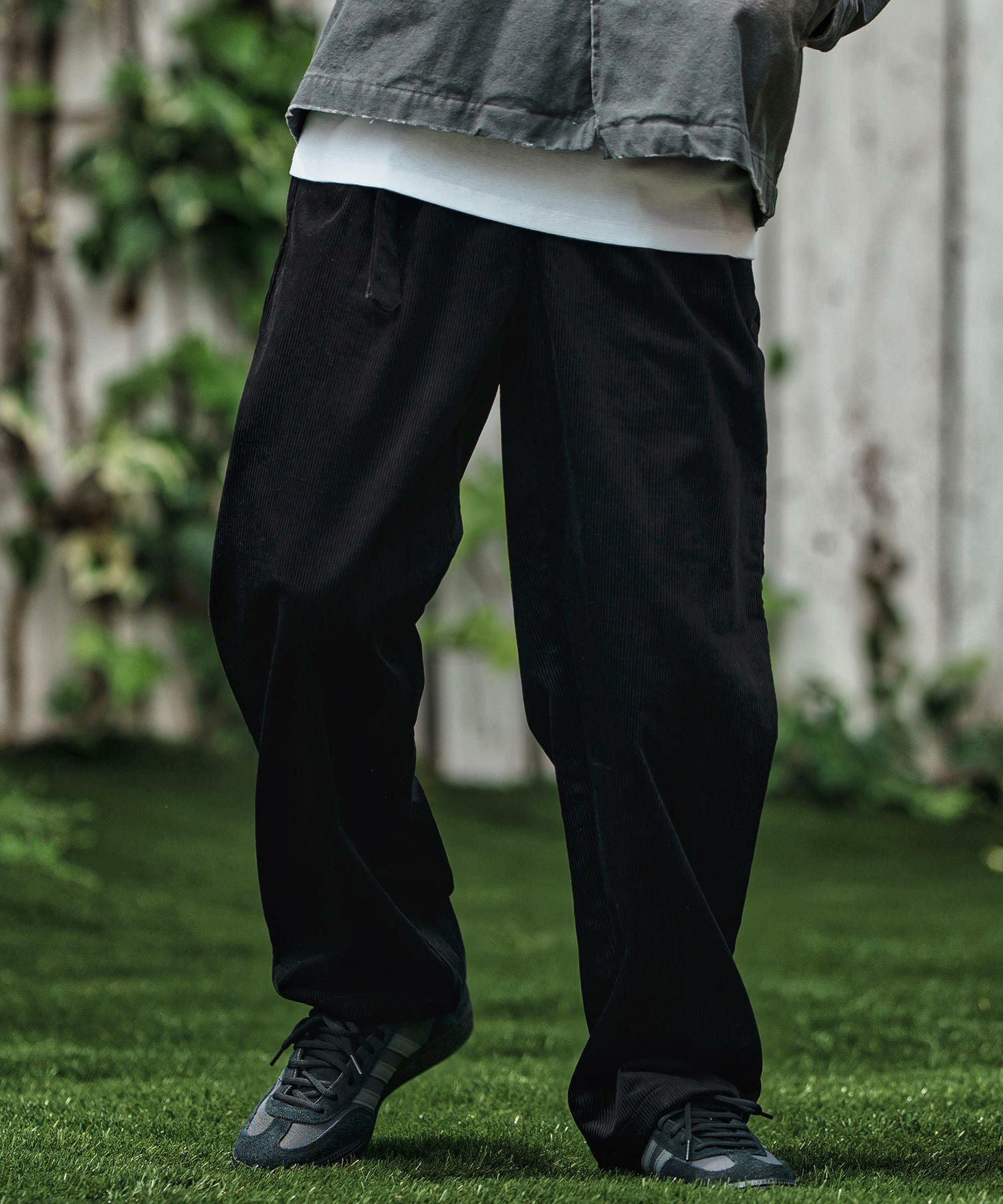 CAMBIO(カンビオ)】Belted Corduroy Two Tuck Wide Pants コーデュロイ