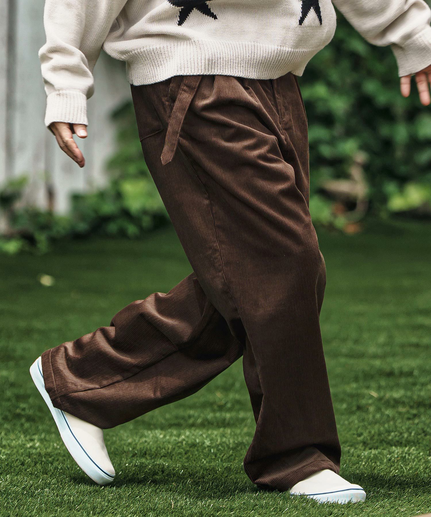 CAMBIO(カンビオ)】Belted Corduroy Two Tuck Wide Pants コーデュロイ