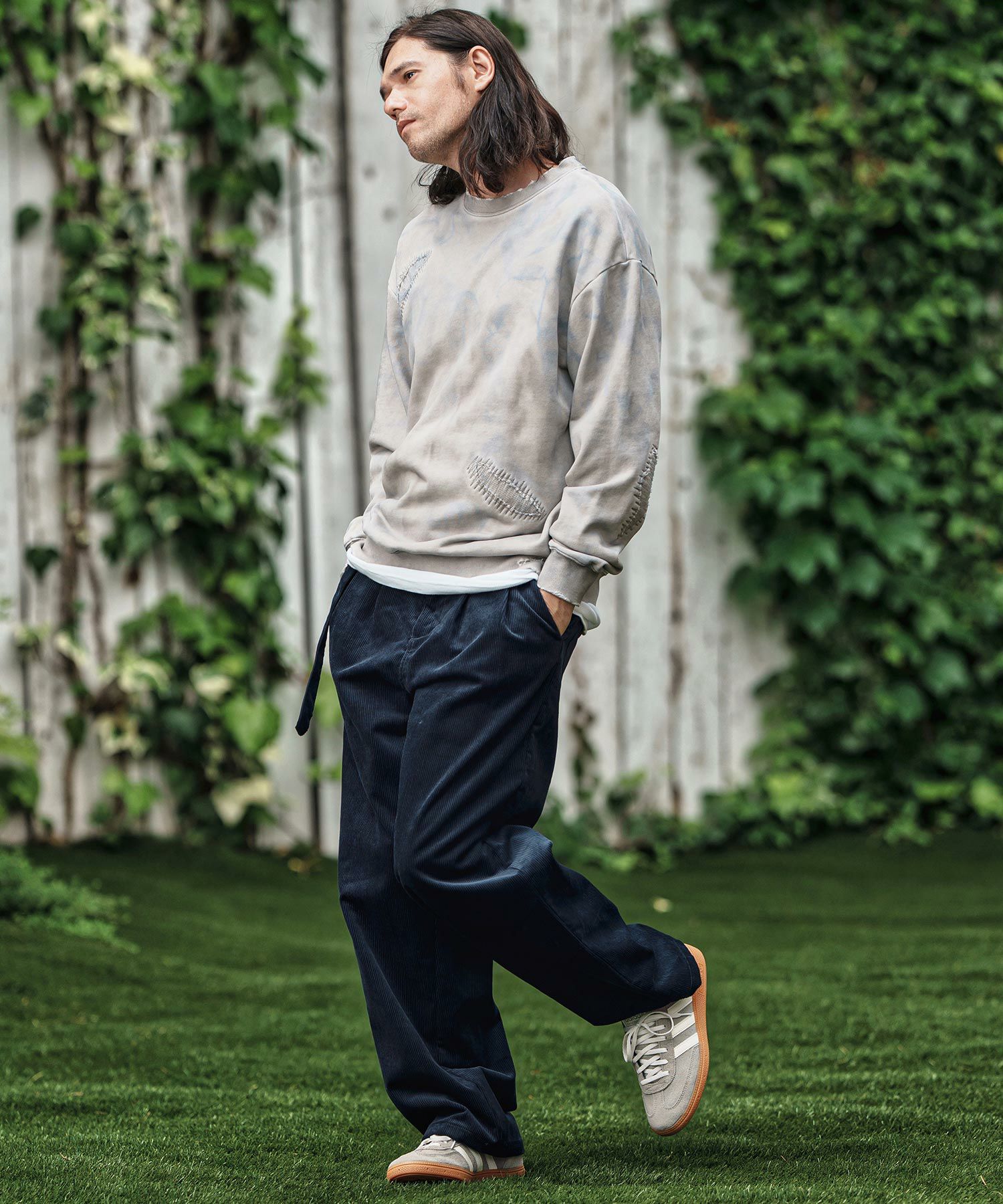 CAMBIO(カンビオ)】Belted Corduroy Two Tuck Wide Pants コーデュロイ
