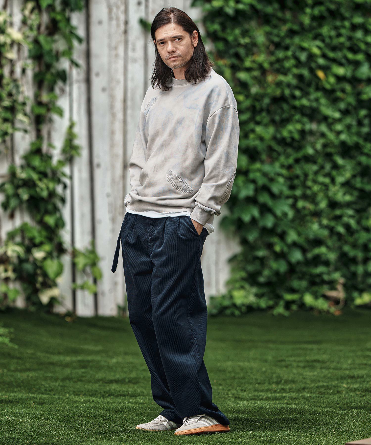 CAMBIO(カンビオ)】Belted Corduroy Two Tuck Wide Pants コーデュロイ