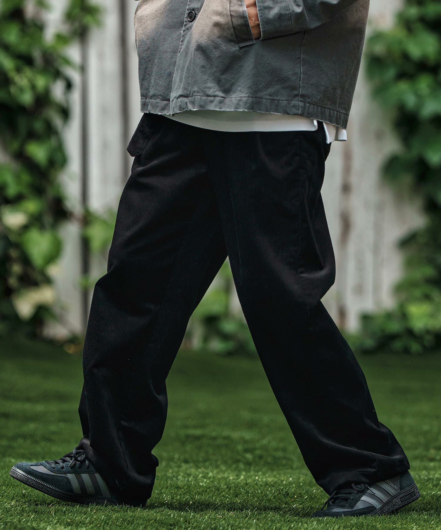 CAMBIO(カンビオ)】Belted Corduroy Two Tuck Wide Pants コーデュロイ