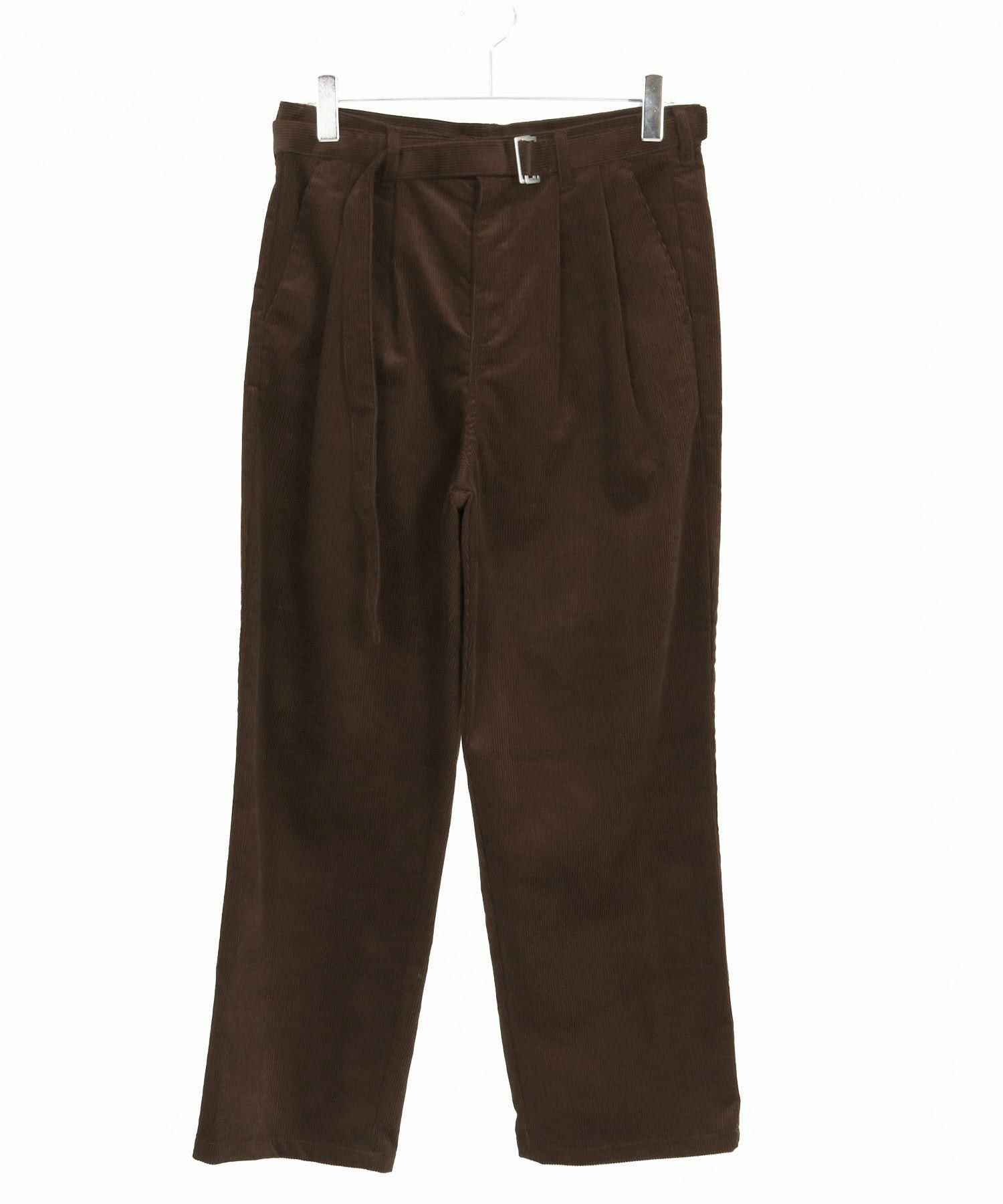 CAMBIO(カンビオ)】Belted Corduroy Two Tuck Wide Pants コーデュロイ