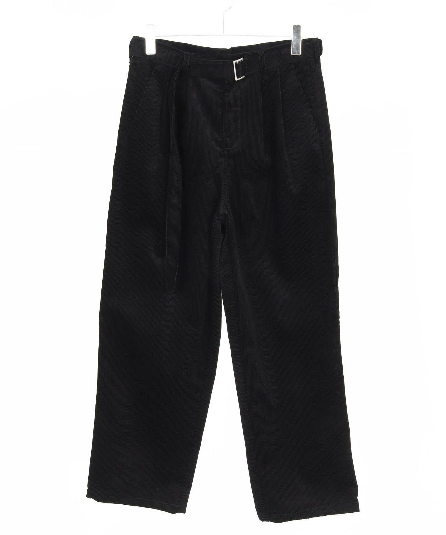 CAMBIO(カンビオ)】Belted Corduroy Two Tuck Wide Pants コーデュロイ