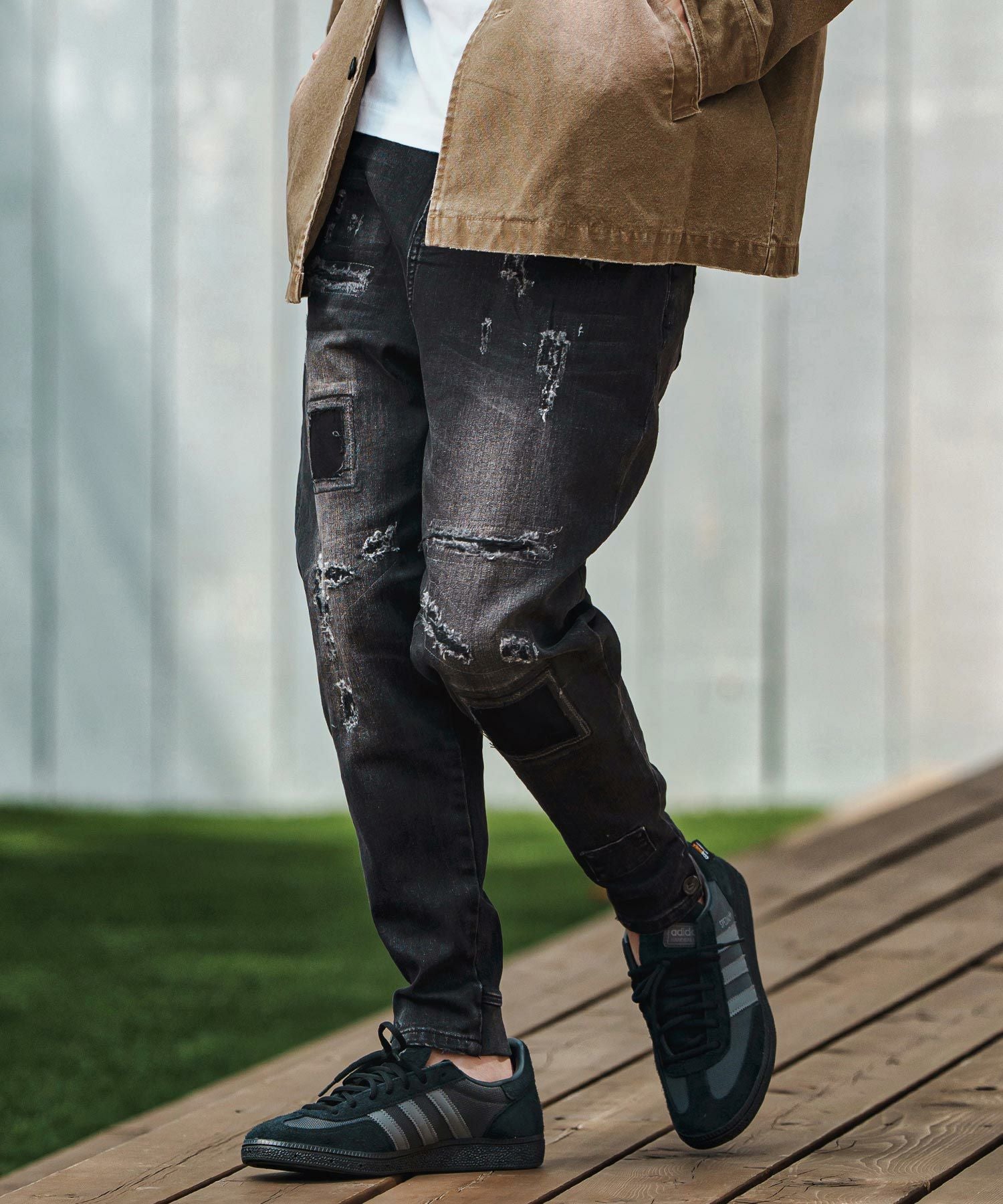 30%OFF【CAMBIO(カンビオ)】 Ribbed Back And Used Denim Pants デニム
