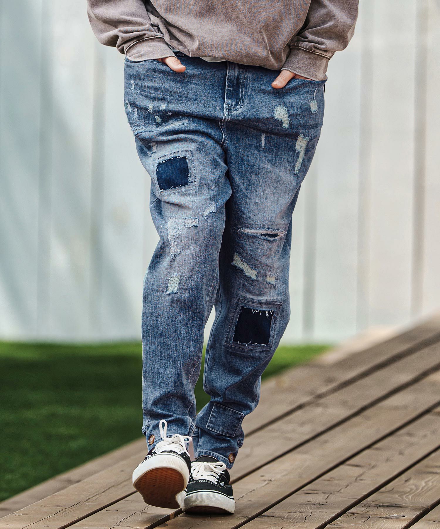 50%OFF【CAMBIO(カンビオ)】 Ribbed Back And Used Denim Pants デニム