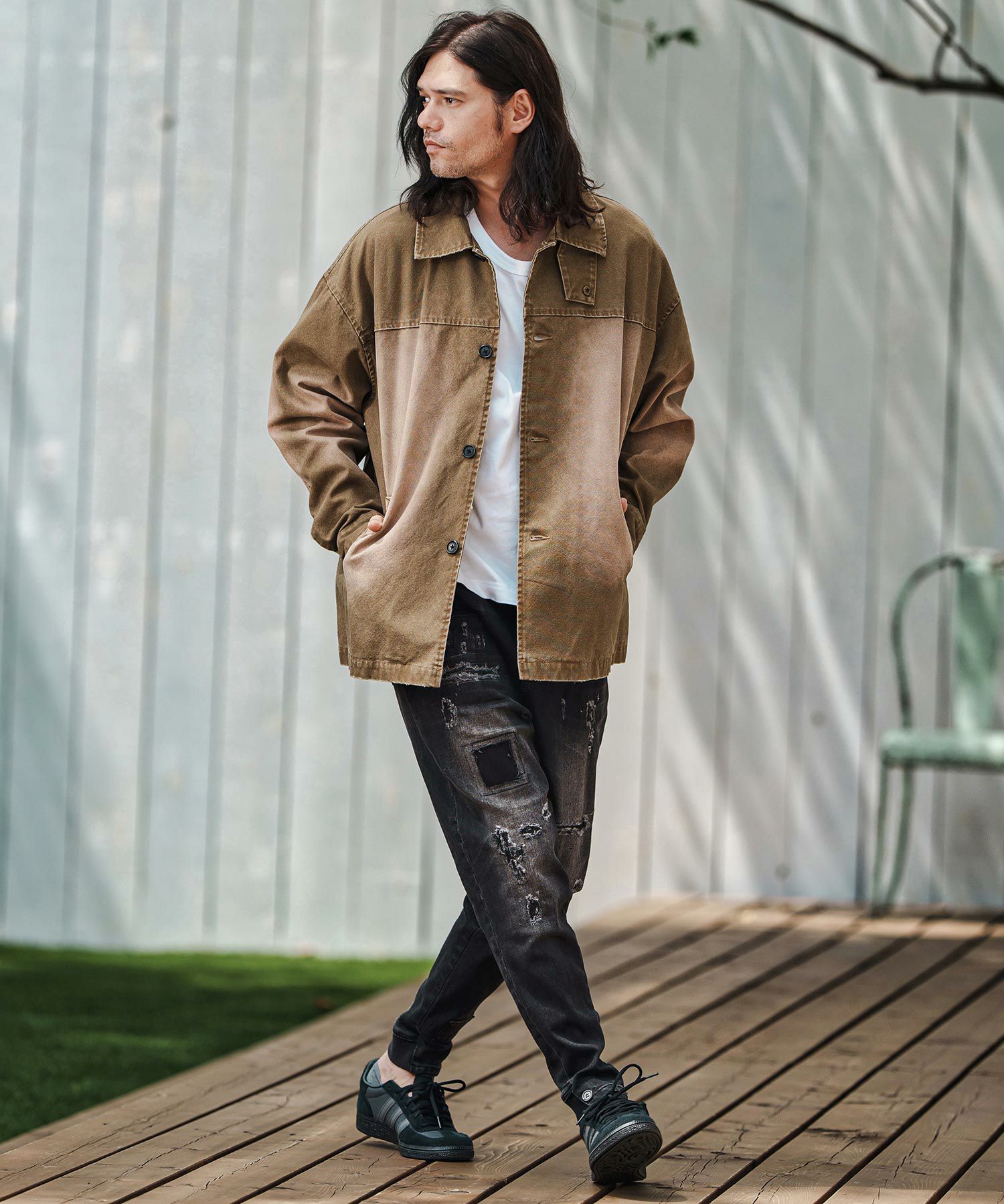 30%OFF【CAMBIO(カンビオ)】 Ribbed Back And Used Denim Pants デニム