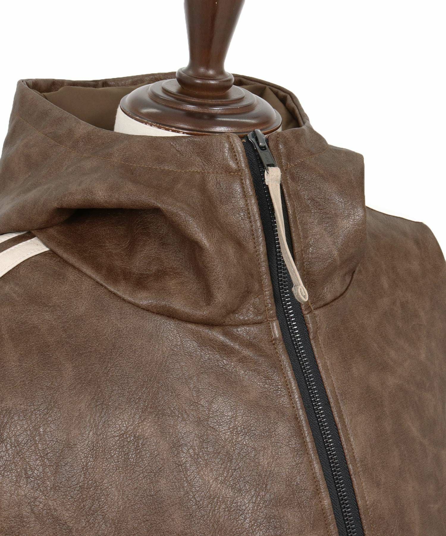 CAMBIO(カンビオ)】Vintage Like Synthetic Leather Volume Neck Short
