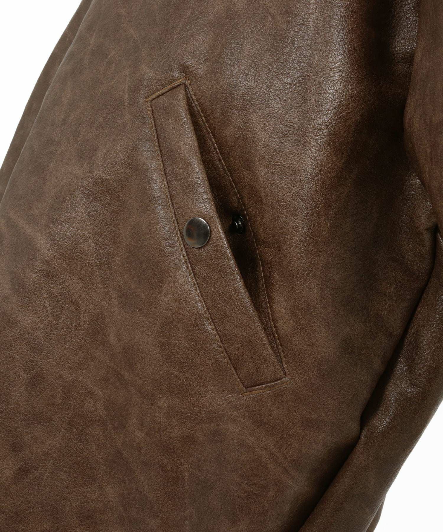 CAMBIO(カンビオ)】Vintage Like Synthetic Leather Volume Neck Short
