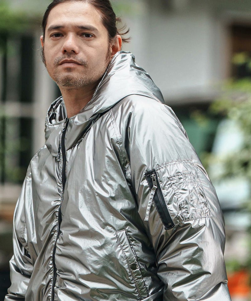 CAMBIO(カンビオ)】Metallic Coating Hooded Padded Blouson ブルゾン 