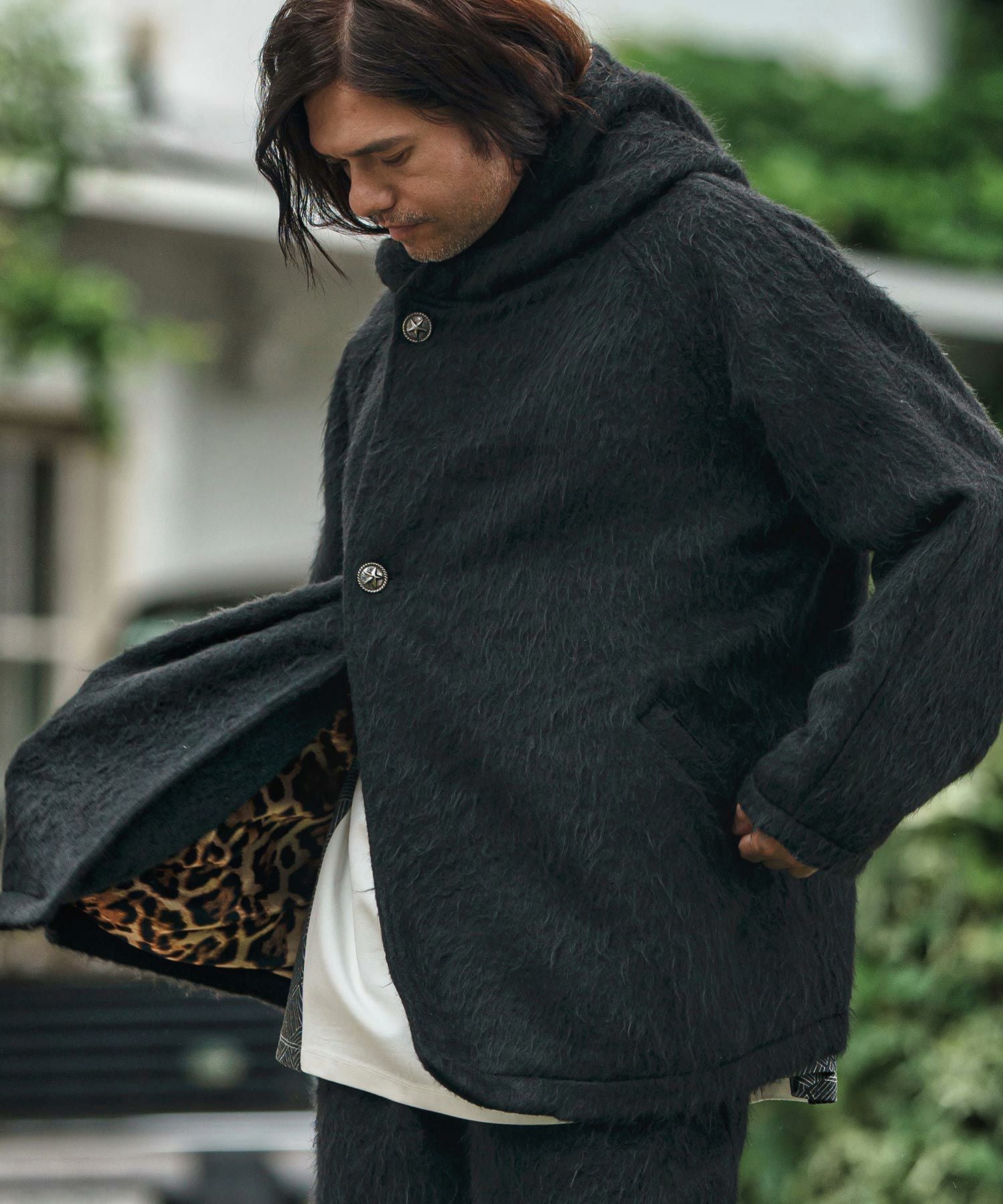 Poncho/ポンチョ専用　ジャガー/ジャズマスター　カスタムオーダー対応 CAMBIO(カンビオ)】 Far Melton Poncho Like Jacket ポンチョ風
