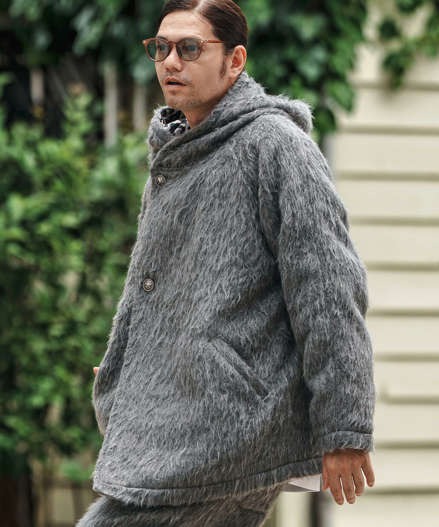 CAMBIO(カンビオ)】 Far Melton Poncho Like Jacket ポンチョ風