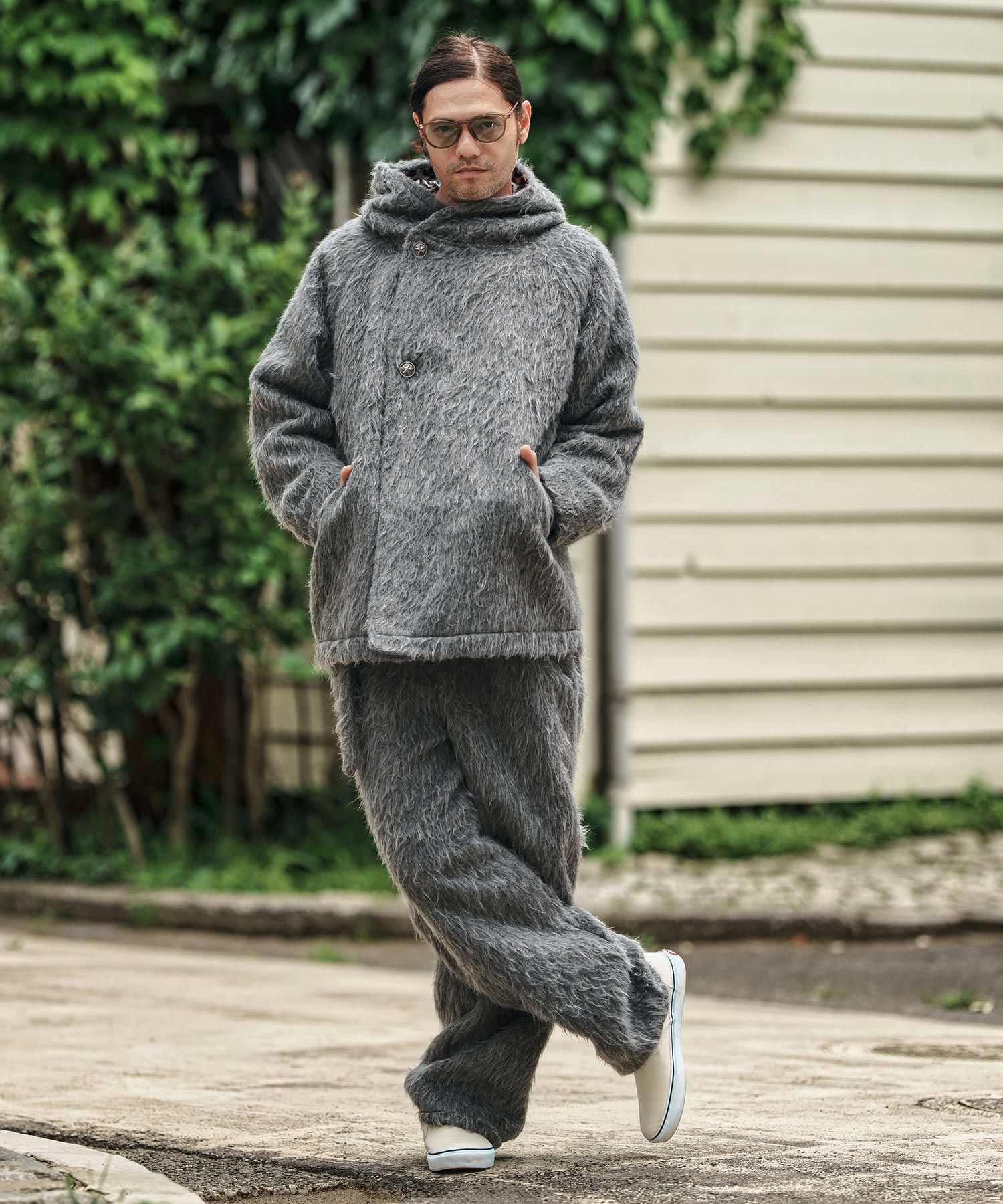 CAMBIO(カンビオ)】 Far Melton Poncho Like Jacket ポンチョ風