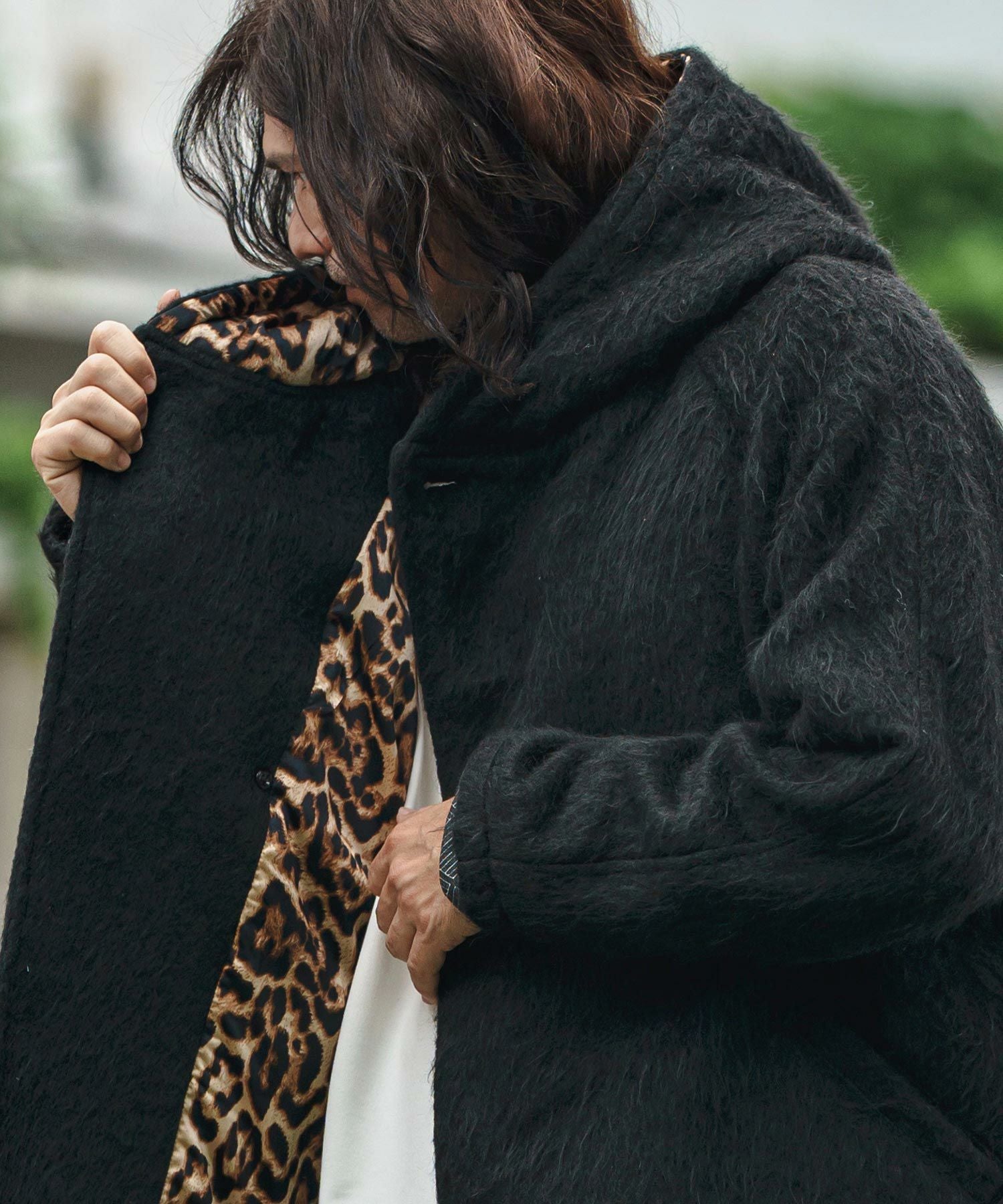 730　芽風　38　ポンチョブルゾン CAMBIO(カンビオ)】 Far Melton Poncho Like Jacket ポンチョ風